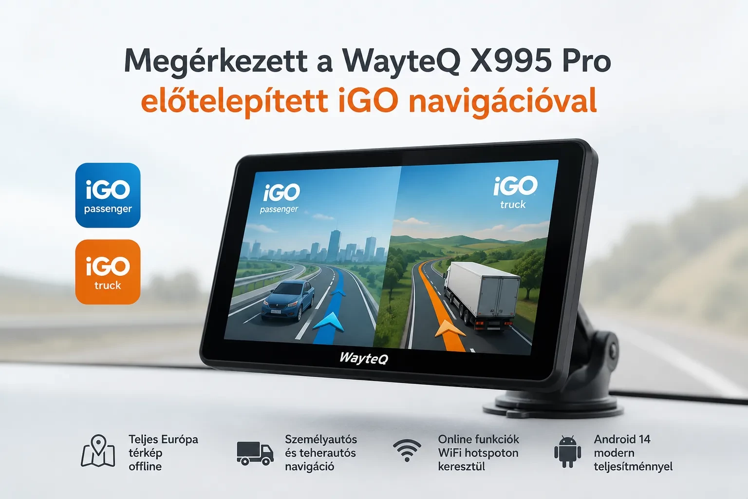 Megérkezett a WayteQ X995 Pro előtelepített iGO navigációval