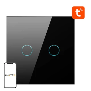 ZigBee Avatto ZTS02-EU-B2 érintőkapcsoló Dual TUYA (fekete)