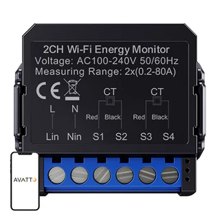 Avatto WiFi WPM16-2 intelligens kétirányú energia-mérő