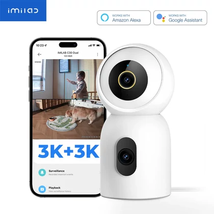 Imilab C30 Dual 3K+3K okos WiFi biztonsági kamera + hálózati adapter