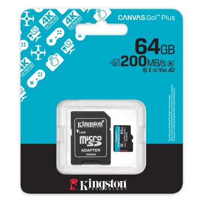 Kingston Canvas Go! Plus 64 GB U3 200 MB/s microSDXC memóriakártya