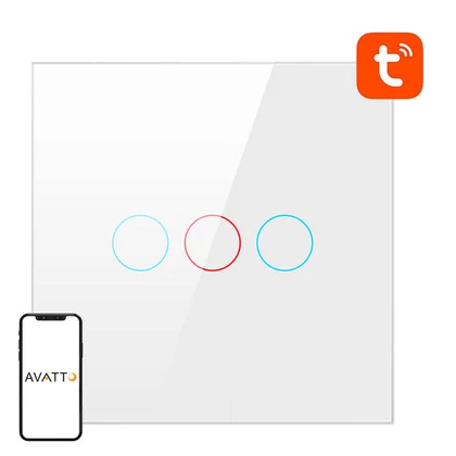 Avatto Érintőkapcsoló WiFi TS02-EU-W3 Triple TUYA (fehér)