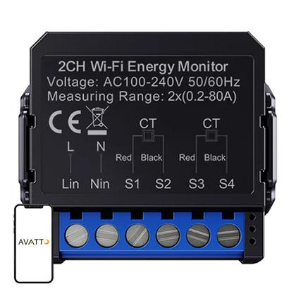 Avatto WiFi WPM16-2 intelligens kétirányú energia-mérő