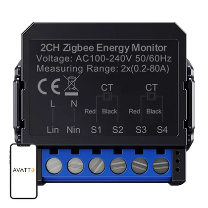 Avatto ZigBee intelligens kétirányú energia mérő ZWPM16-2